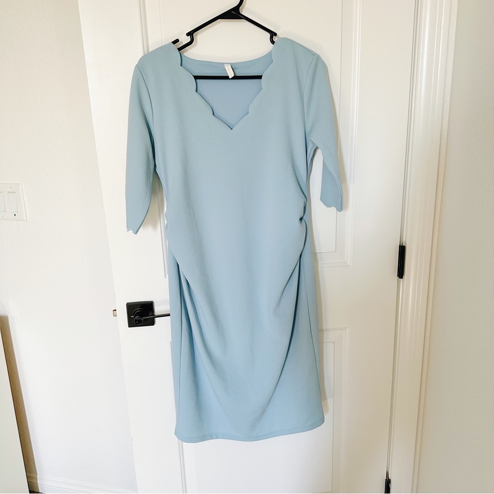 Pinkblush Maternity Baby Blue Light Blue Scalloped Dress